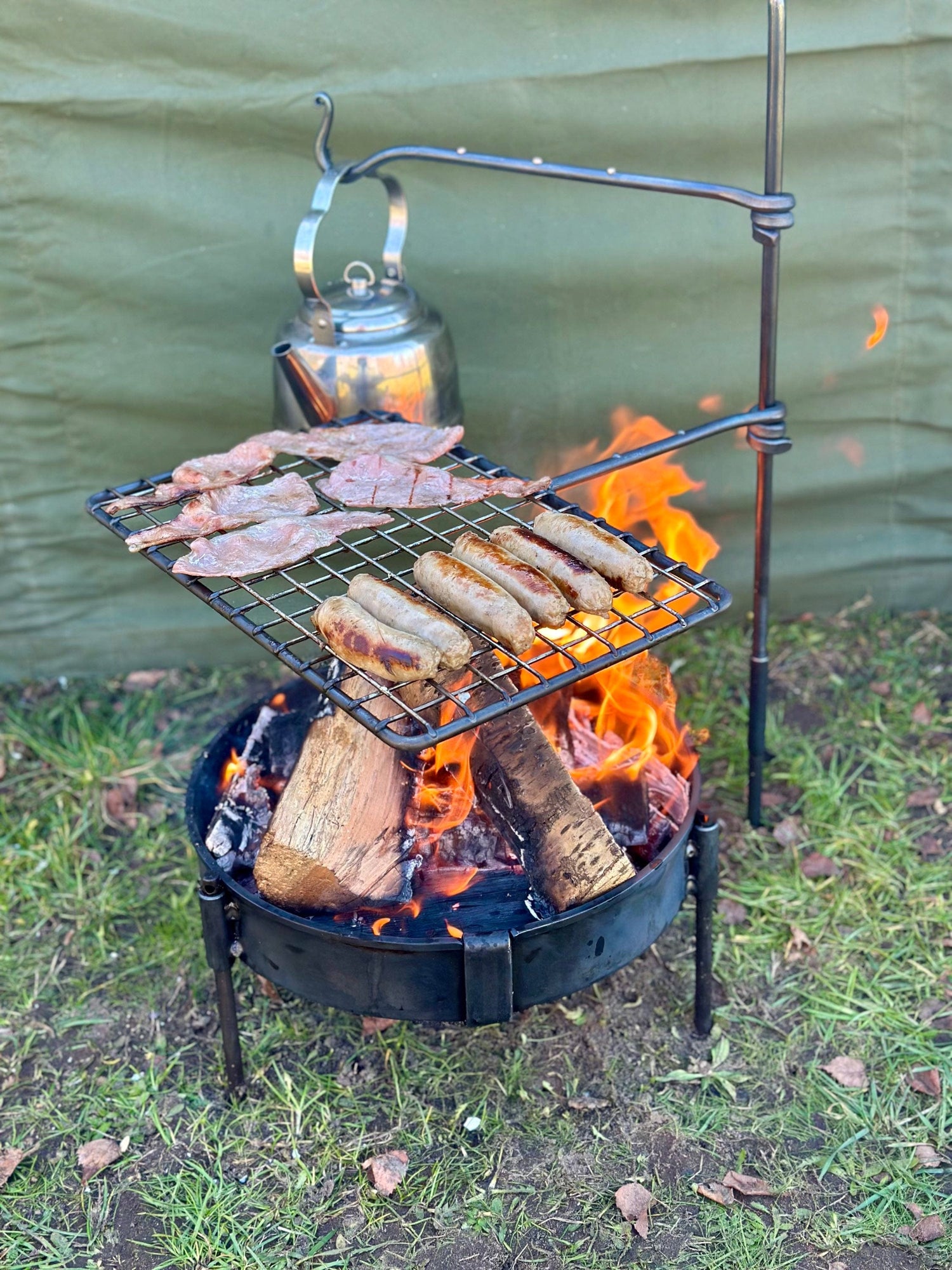 2 Arm Fire Anchor. Grill arm and Hook arm Bushcraft BBQ Cooking Swing Arm