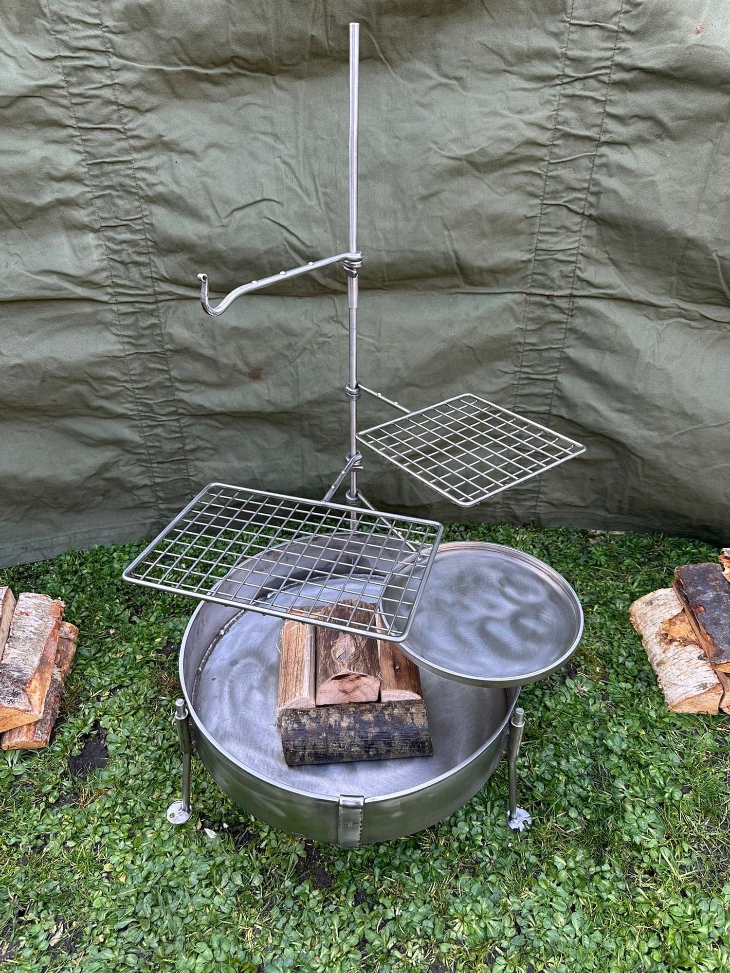 Premium Stainless Steel 50cm Fire Pit Cook Station – BBQ & Outdoor Cooking