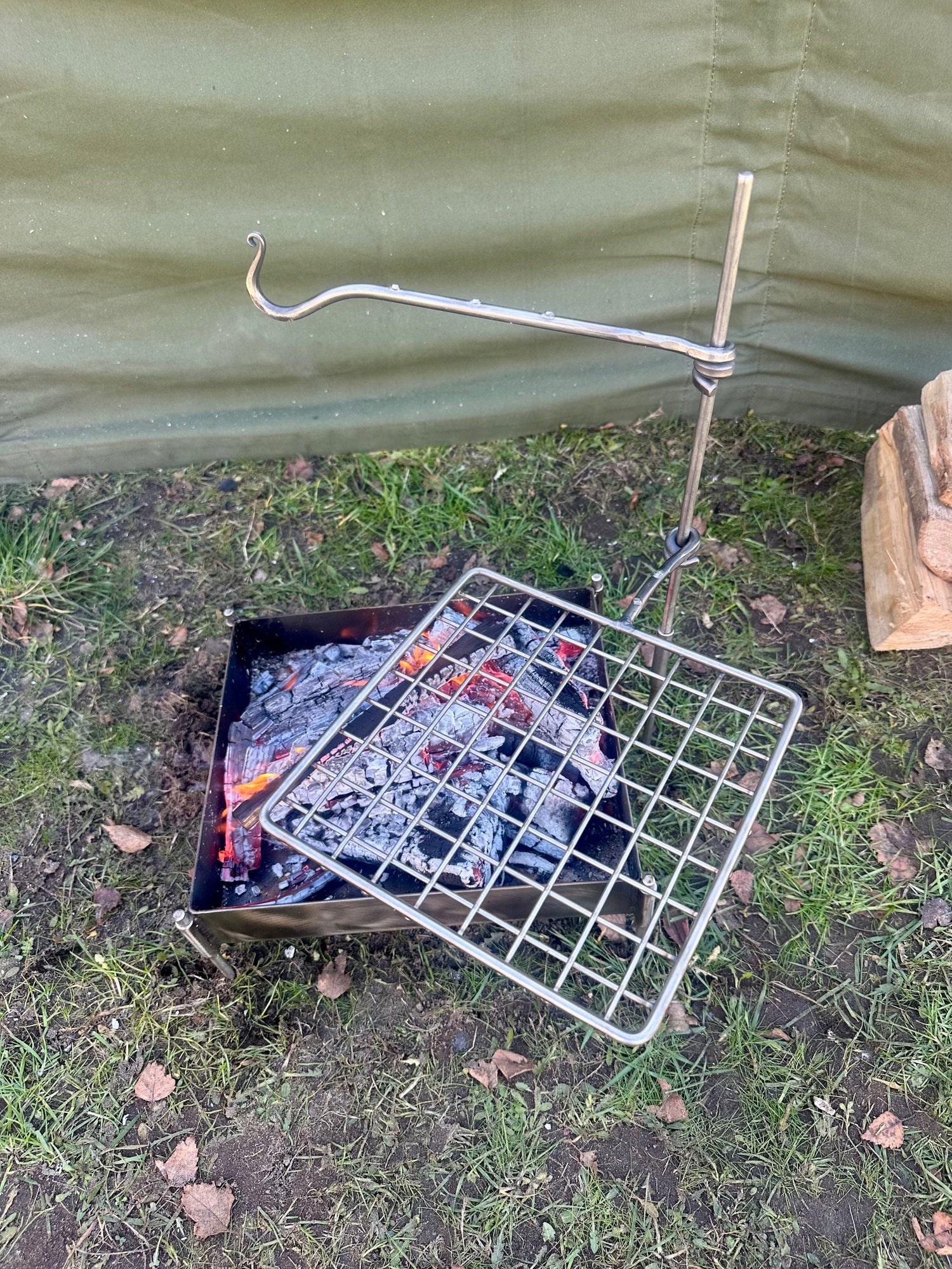 Stainless Steel Original Grill Mini Fire Anchor. Grilling, Hanging pots and kettles lightweight and ideal for Backpacking