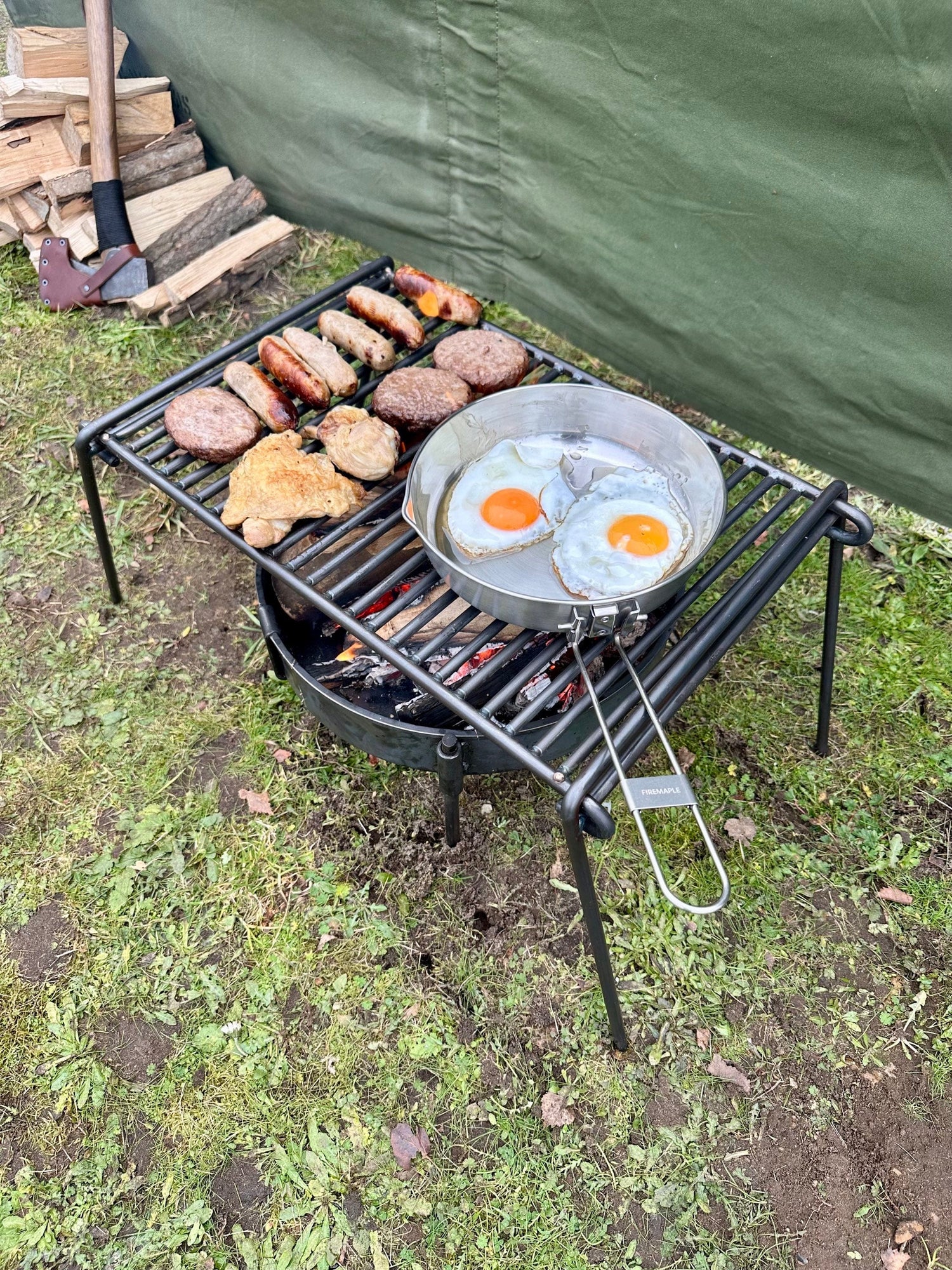 Folding bbq grill ideal for Camping  bushcraft robust and heavy gauge steel