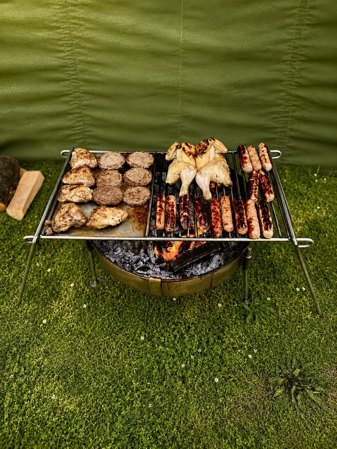 NEW Stainless Steel Base Camp Grill with Skillet Plate ideal for large groups
