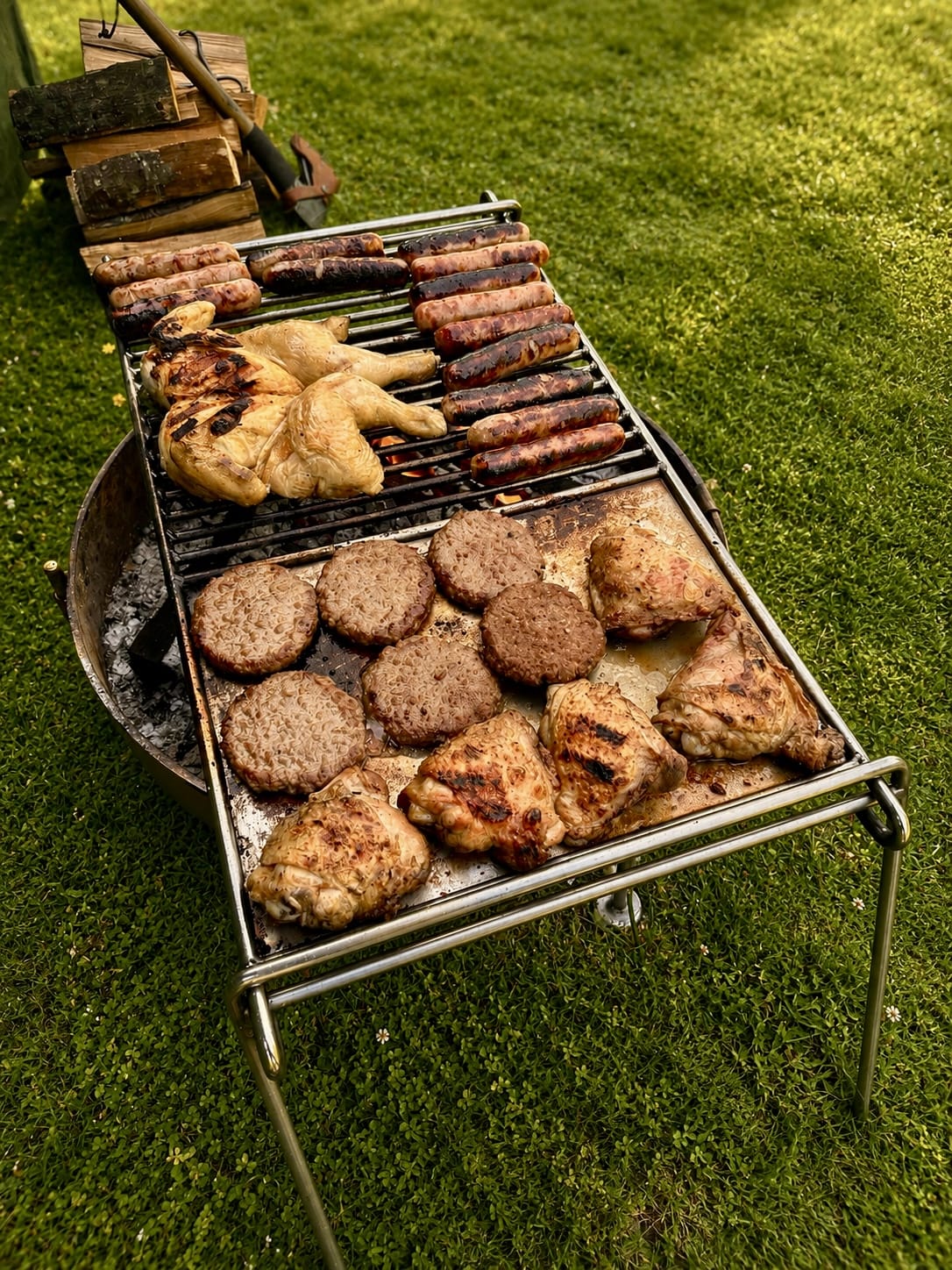 NEW Stainless Steel Base Camp Grill with Skillet Plate ideal for large groups