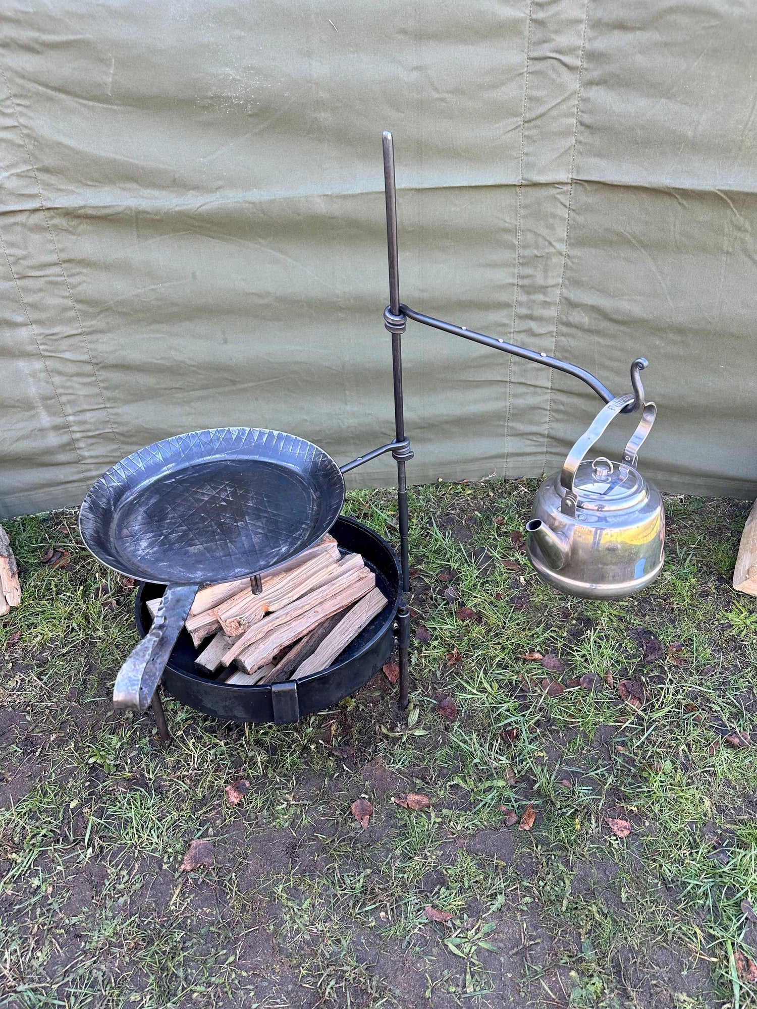 Mild Steel Pan Arm for Large Fire Anchors – Campfire Pan Support (12mm Pole)