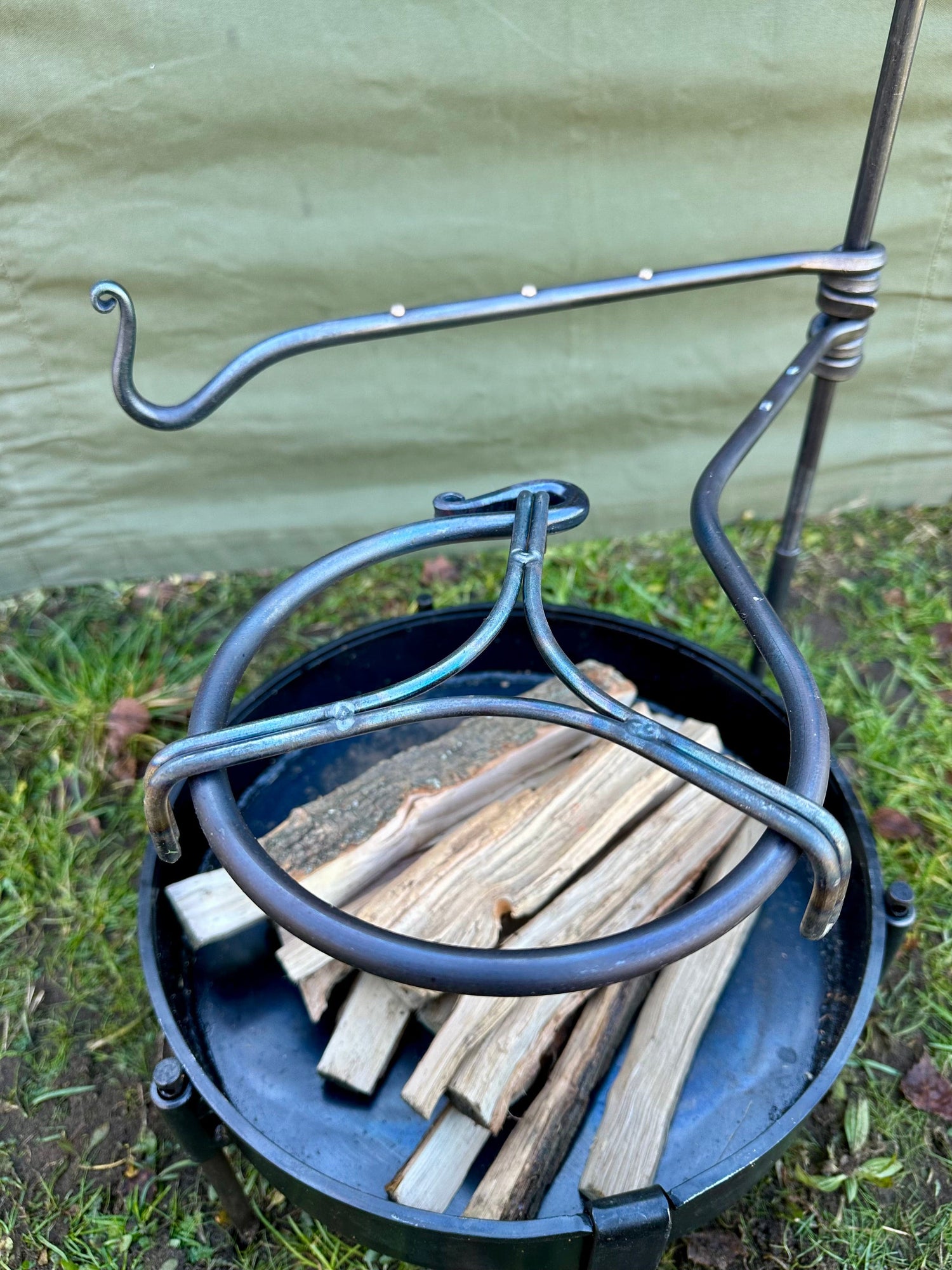 Mild Steel Pan Arm for Large Fire Anchors – Campfire Pan Support (12mm Pole)