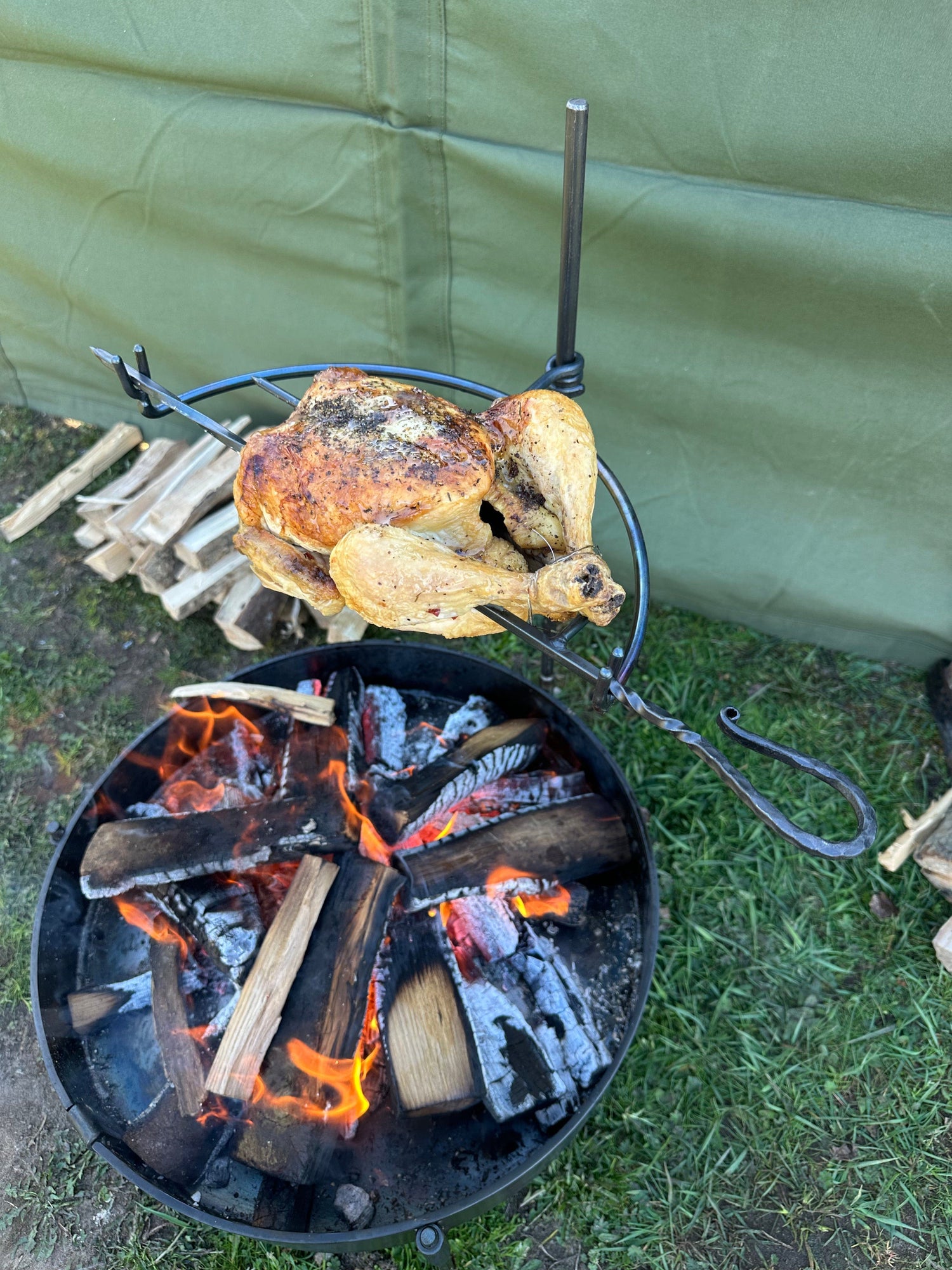 Spit roast and holder