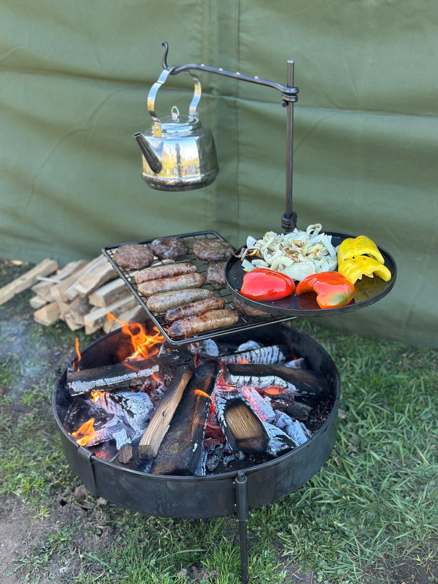 Fire Pit 50 Cook Station Portable Fire Pit BBQ Set