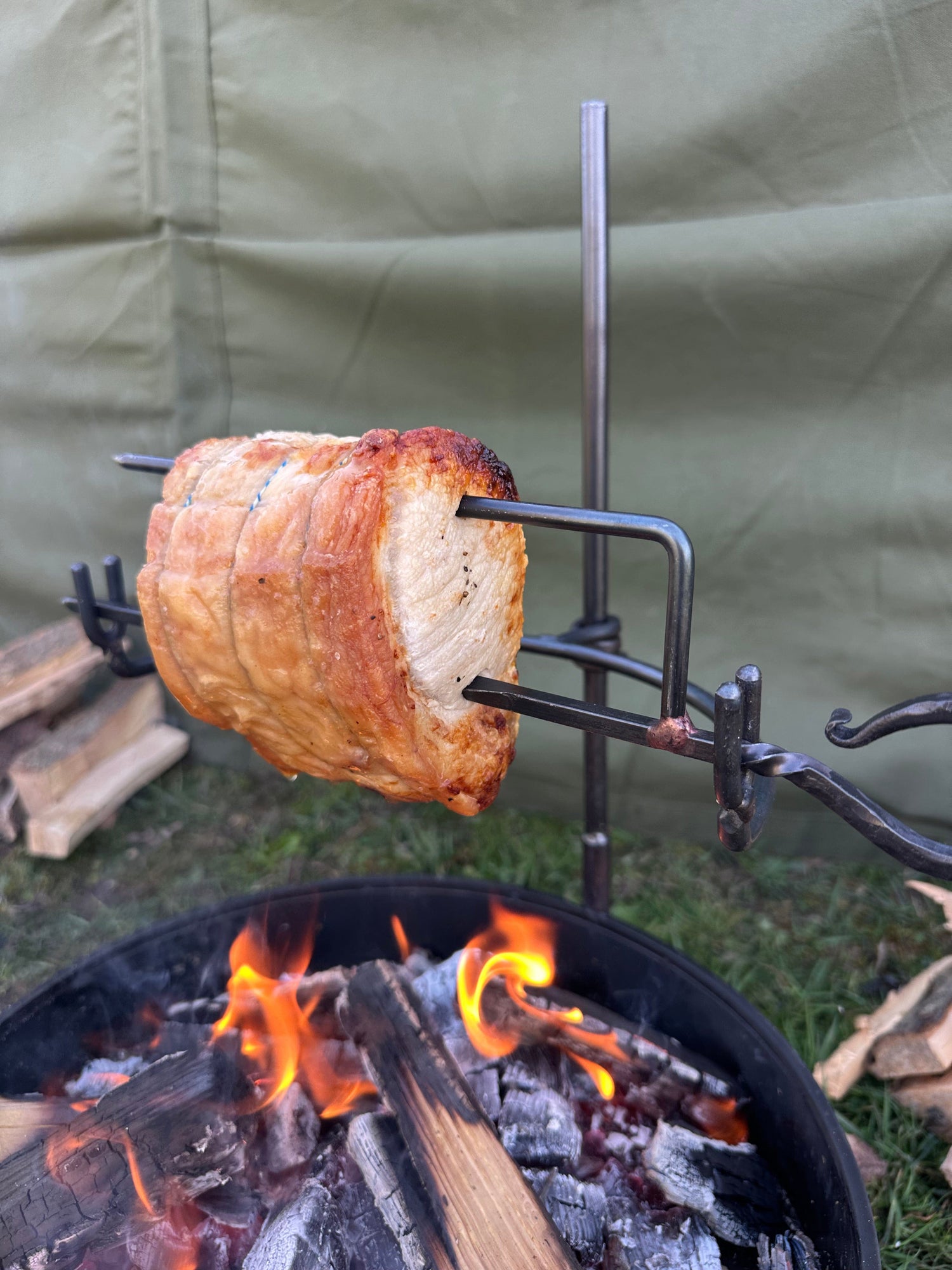 Spit Roast Arm and Holder for Fire Pit 35 Cook Set