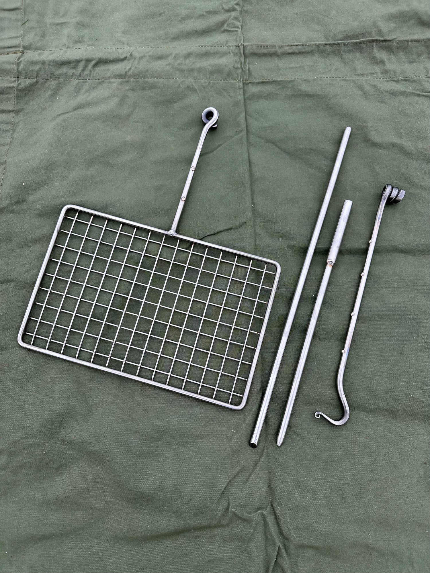 Premium Stainless Steel Fire Anchor with Swing Arm – Campfire Cooking Setup