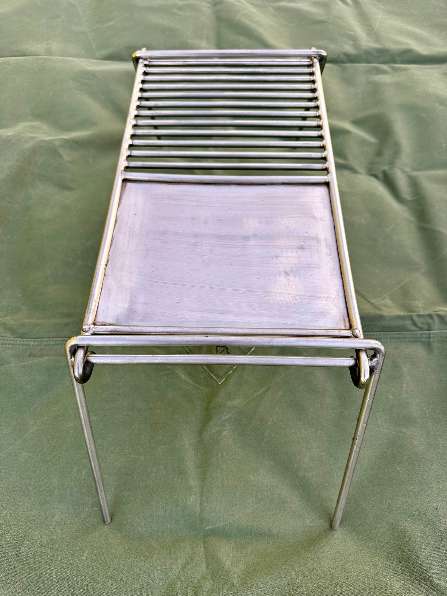 Stainless Steel Camp Grill with Skillet Plate - Folding Camp Grill