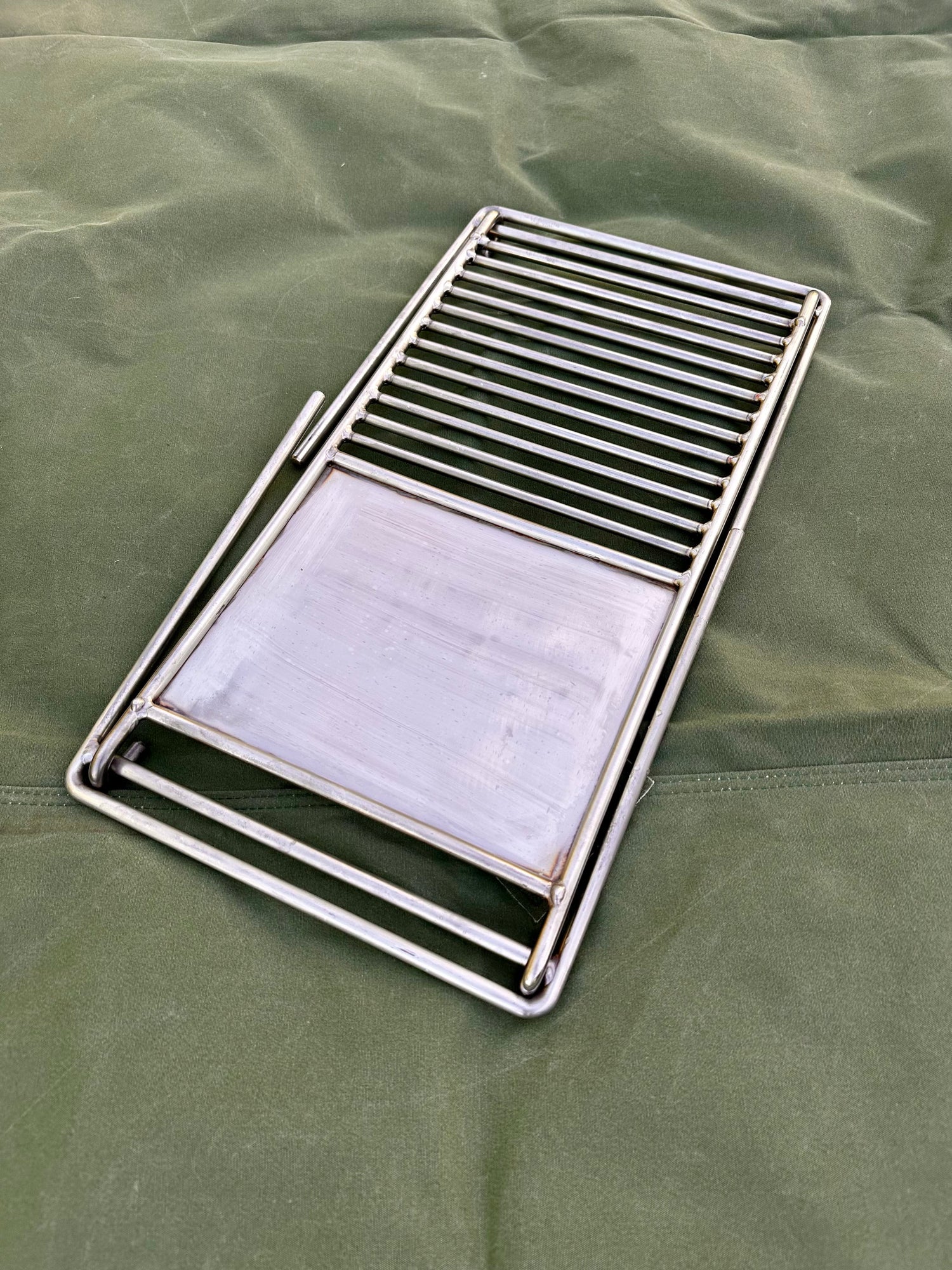 Stainless Steel Camp Grill with Skillet Plate - Folding Camp Grill
