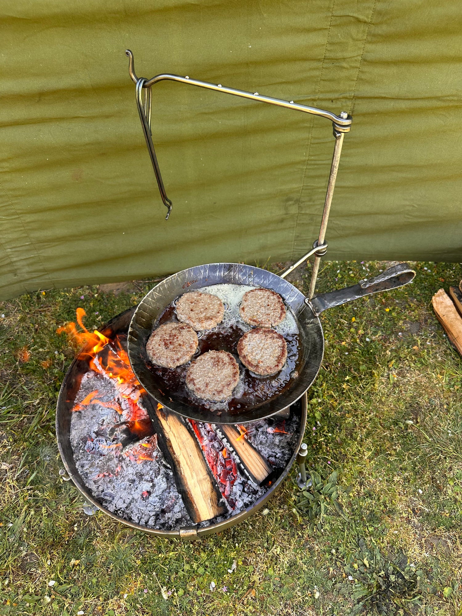 Premium Stainless Steel Hand Forged Fire Anchor Swing Arm – Heritage Campfire Cooking