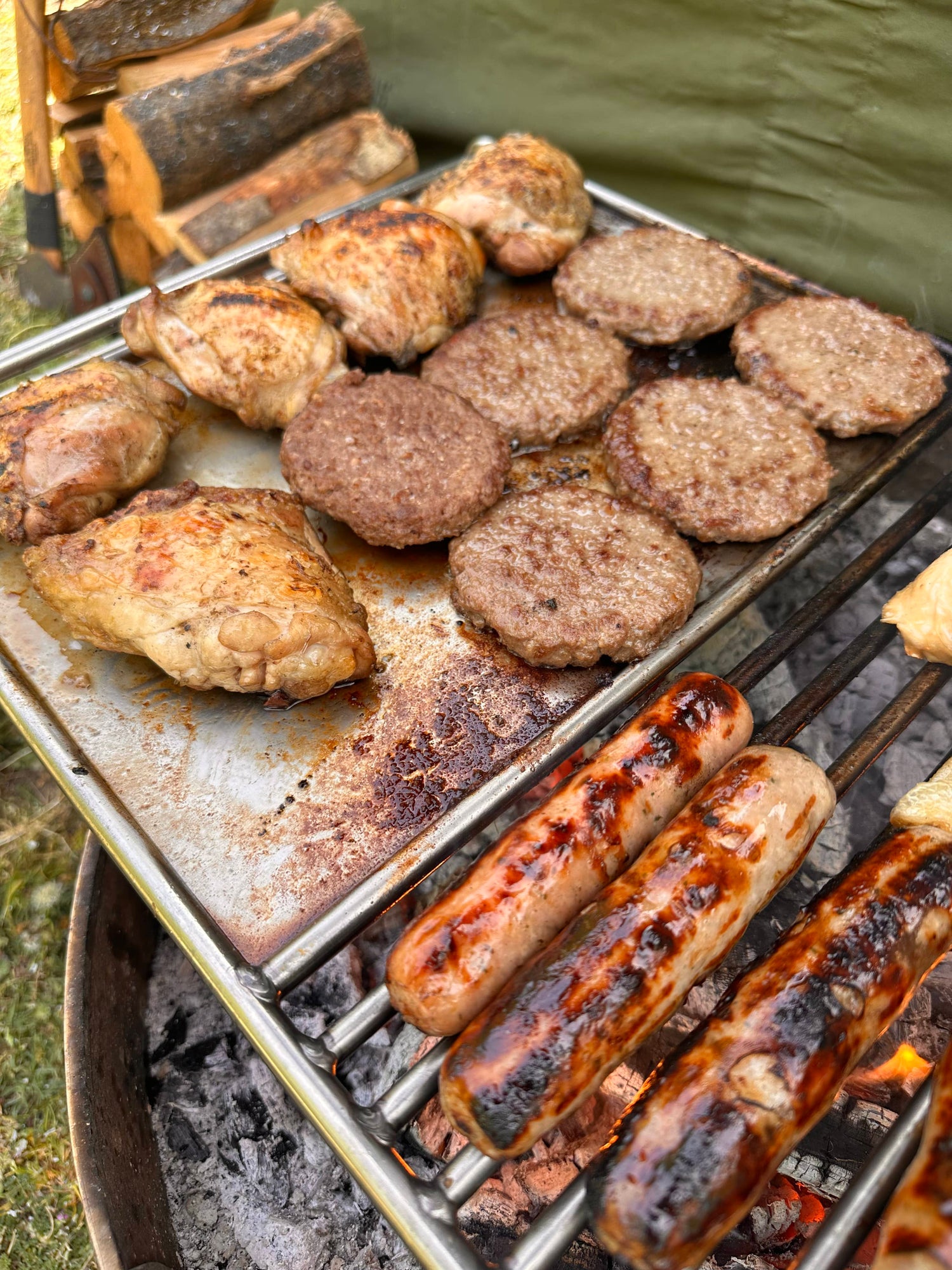 NEW Stainless Steel Base Camp Grill with Skillet Plate ideal for large groups