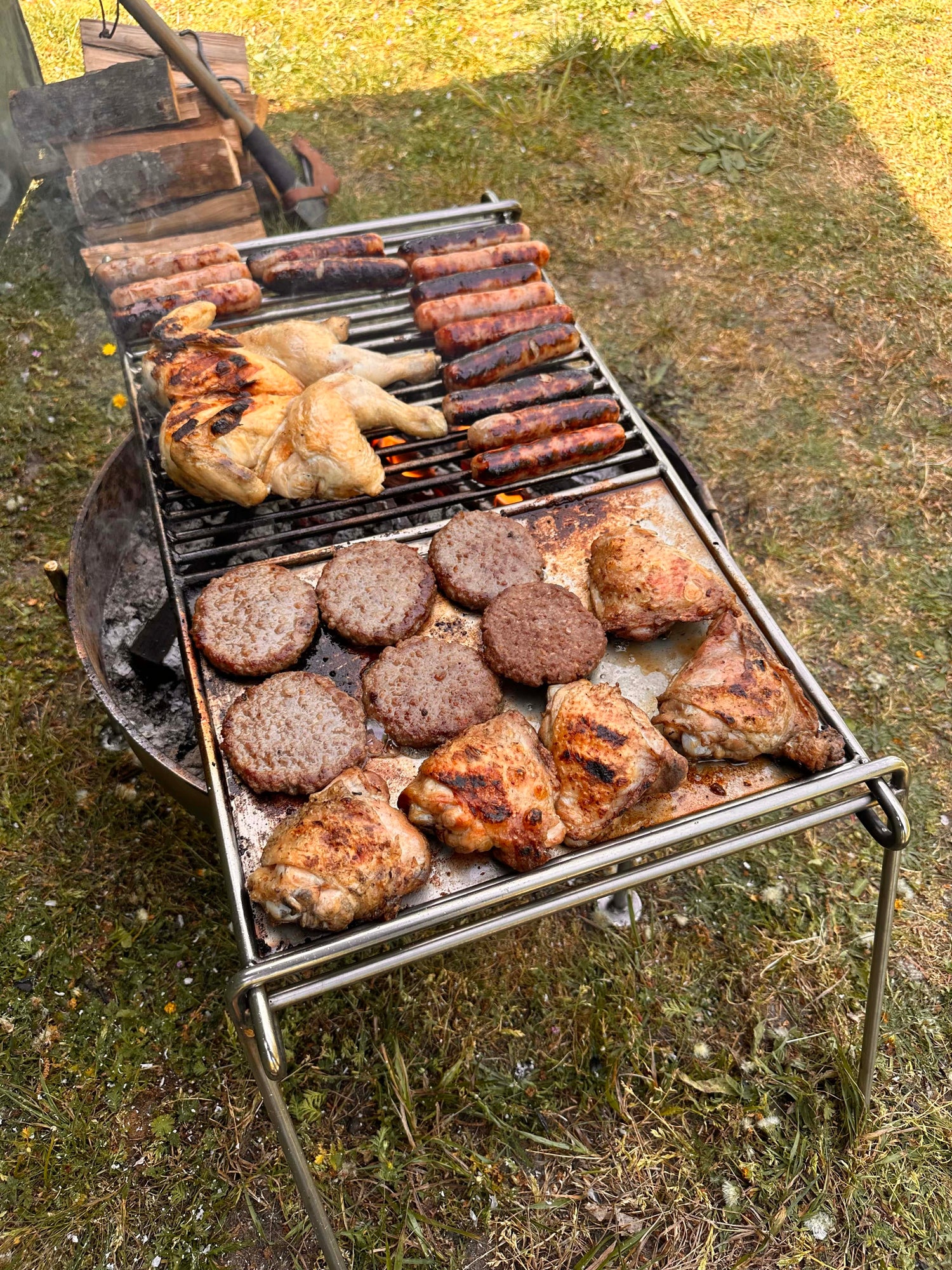 NEW Stainless Steel Base Camp Grill with Skillet Plate ideal for large groups