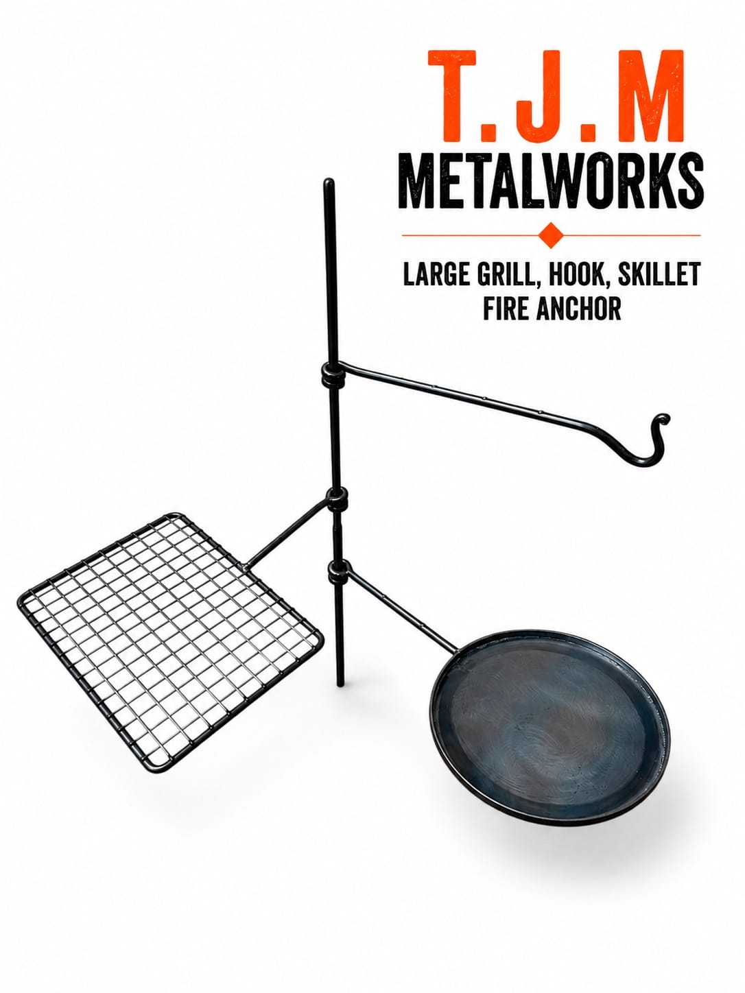 3 Arm Fire Anchor – Grill, Skillet & Hook Arms for Garden, Camping & Bushcraft