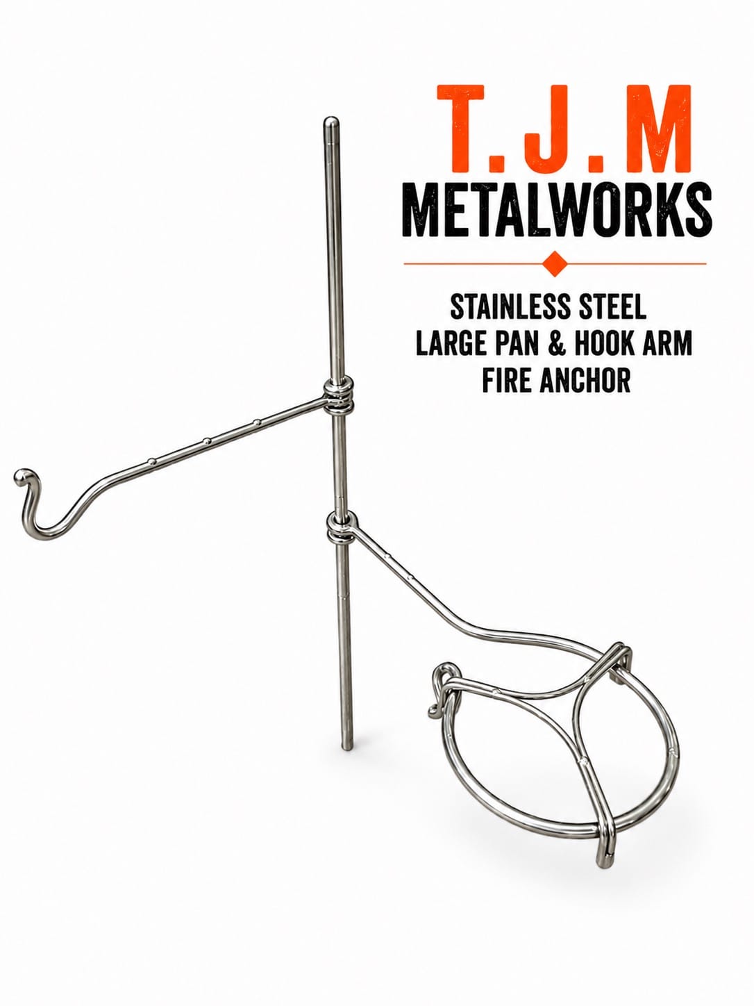 Premium Stainless Steel Hand Forged Fire Anchor Swing Arm – Heritage Campfire Cooking