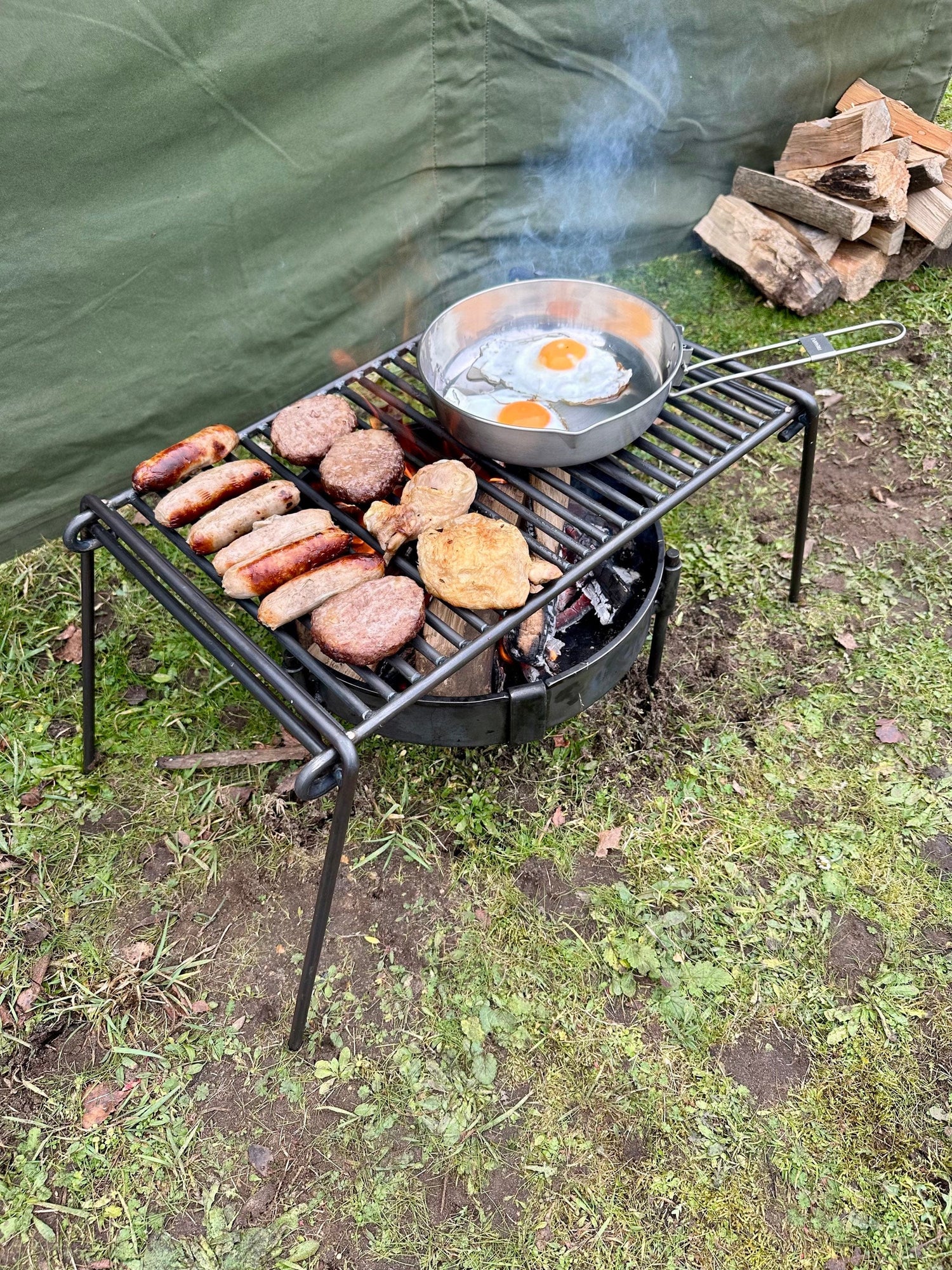 Folding bbq grill ideal for Camping  bushcraft robust and heavy gauge steel