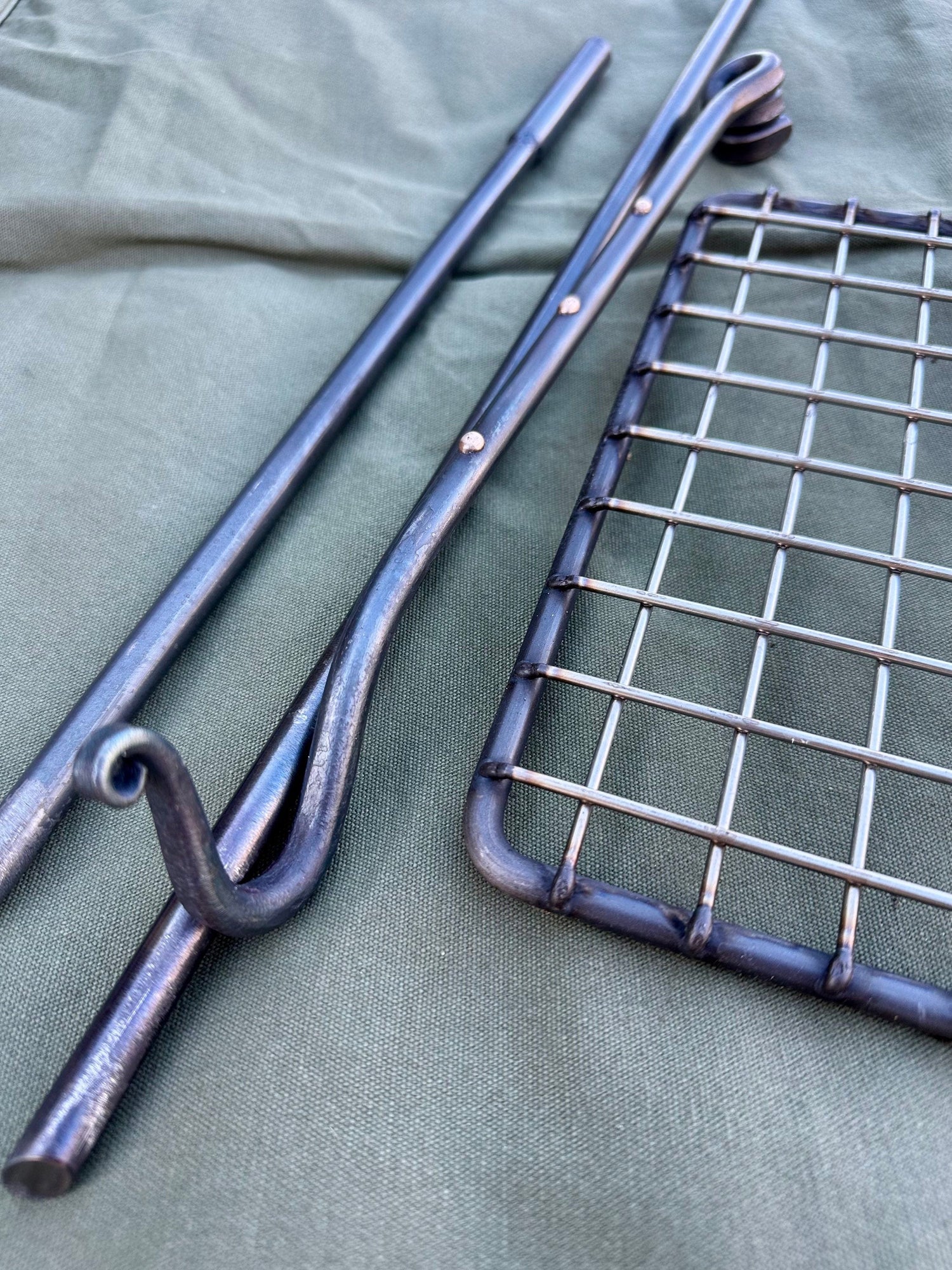 2 Arm Fire Anchor. Grill arm and Hook arm Bushcraft BBQ Cooking Swing Arm