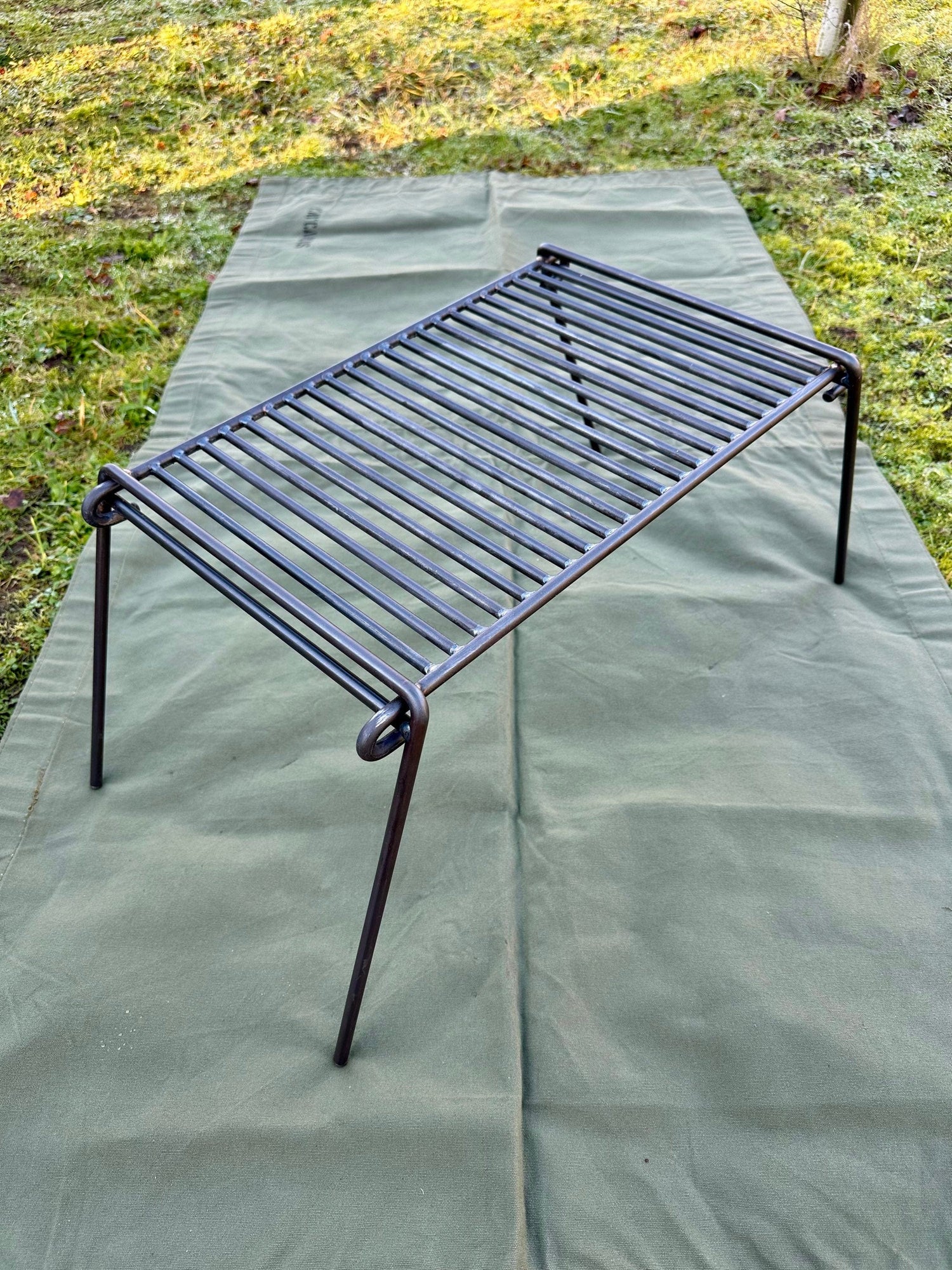 Folding bbq grill ideal for Camping bushcraft robust and heavy gauge steel