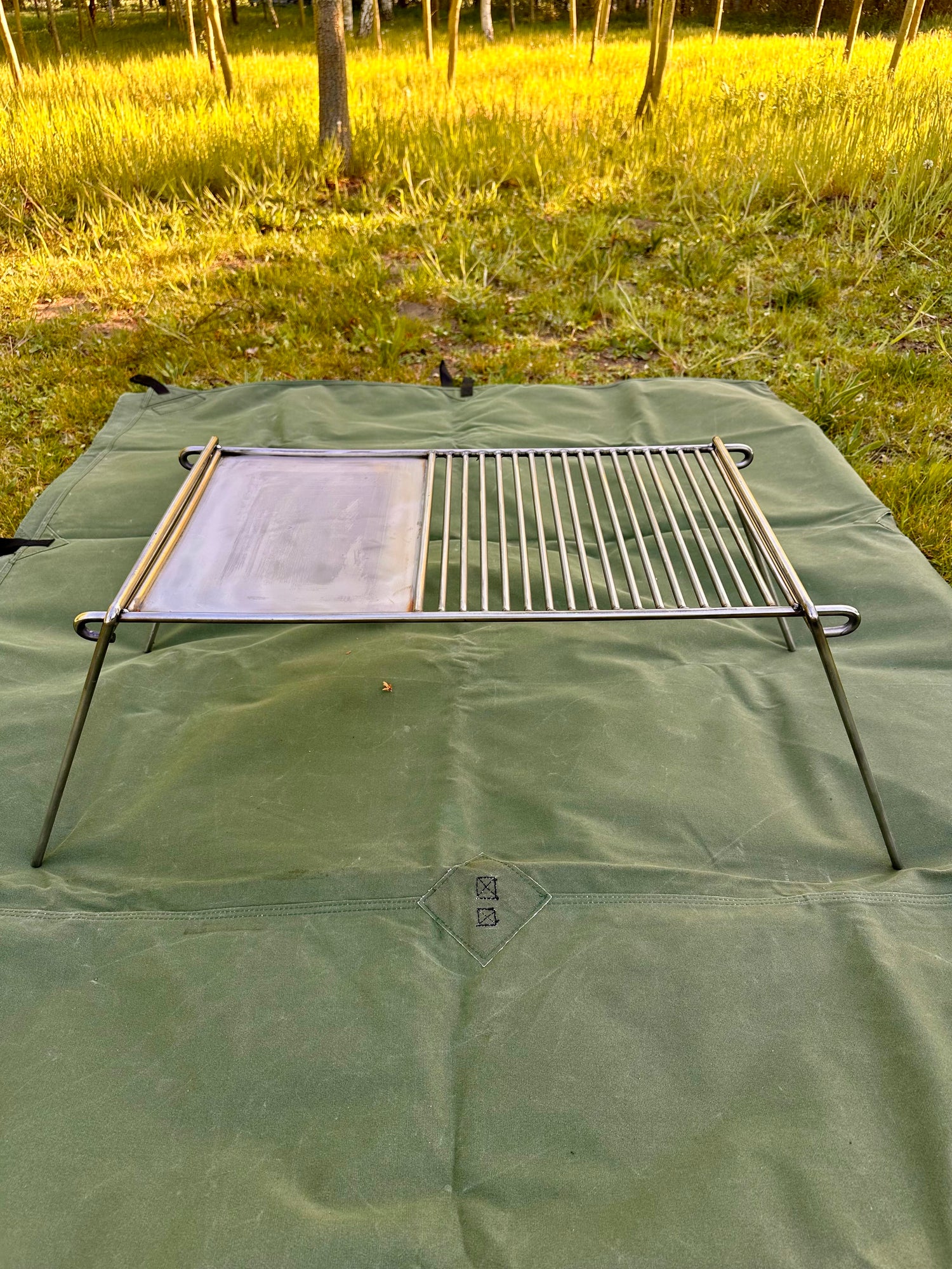 NEW Stainless Steel Base Camp Grill with Skillet Plate ideal for large groups