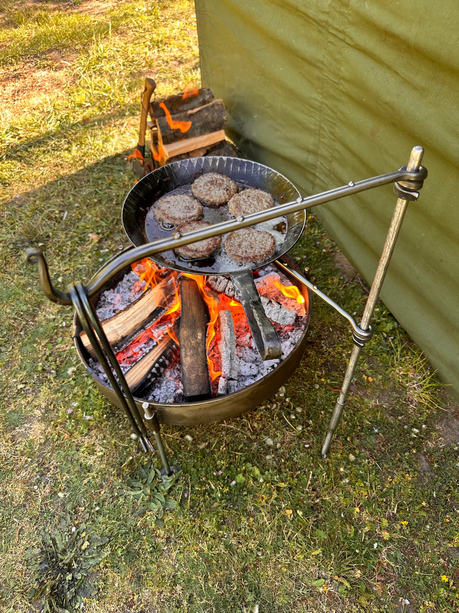 Premium Stainless Steel Hand Forged Fire Anchor Swing Arm – Heritage Campfire Cooking