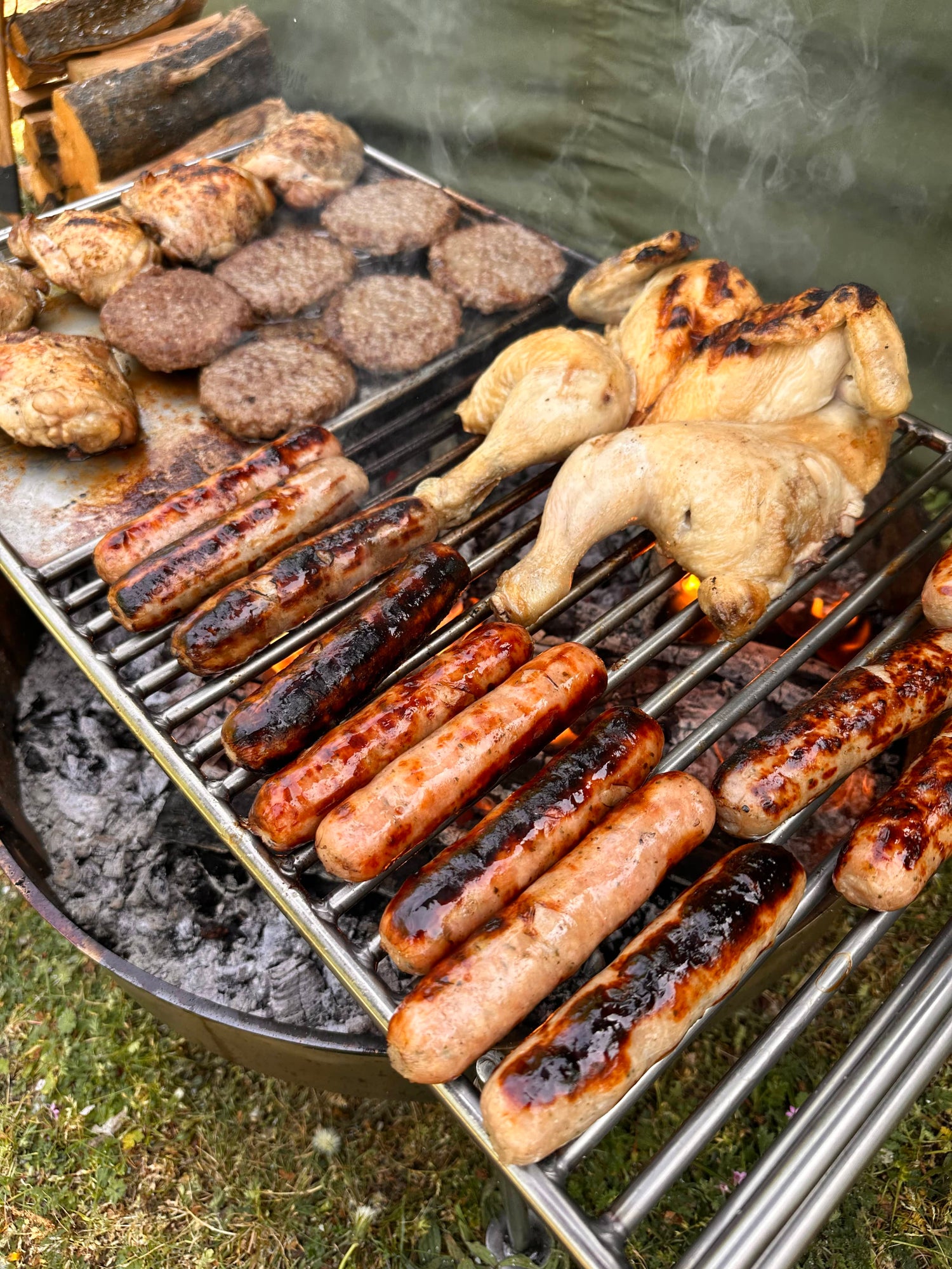 NEW Stainless Steel Base Camp Grill with Skillet Plate ideal for large groups