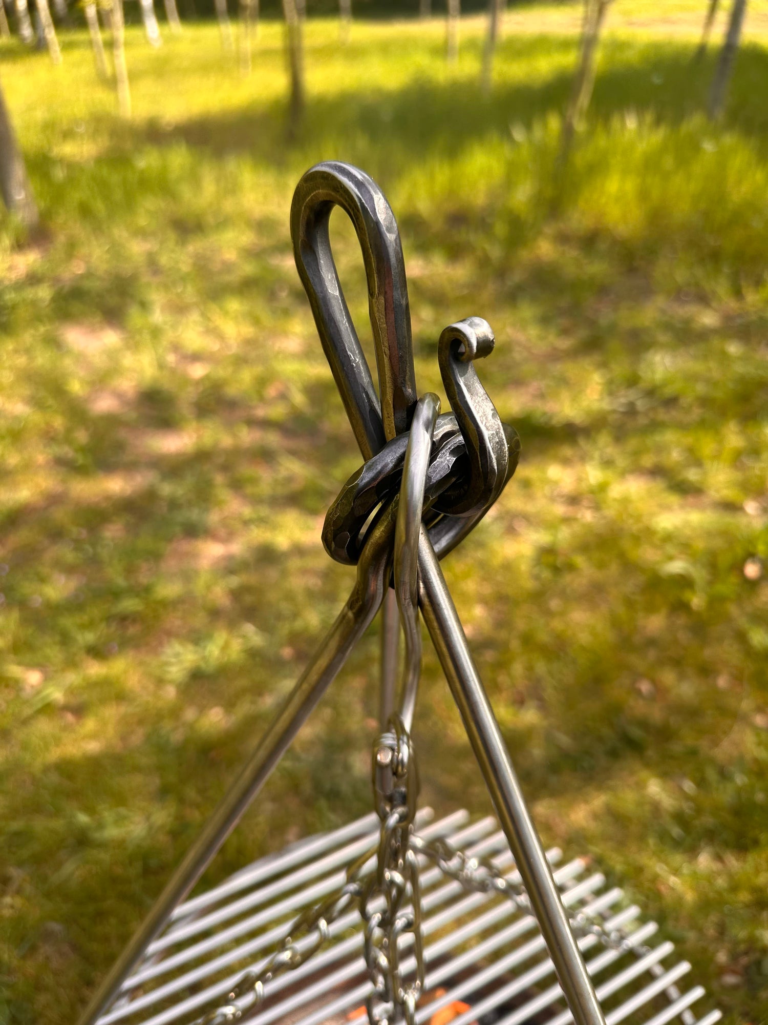 Premium Hand Forged Stainless Steel Campfire Tripod – A Timeless Piece