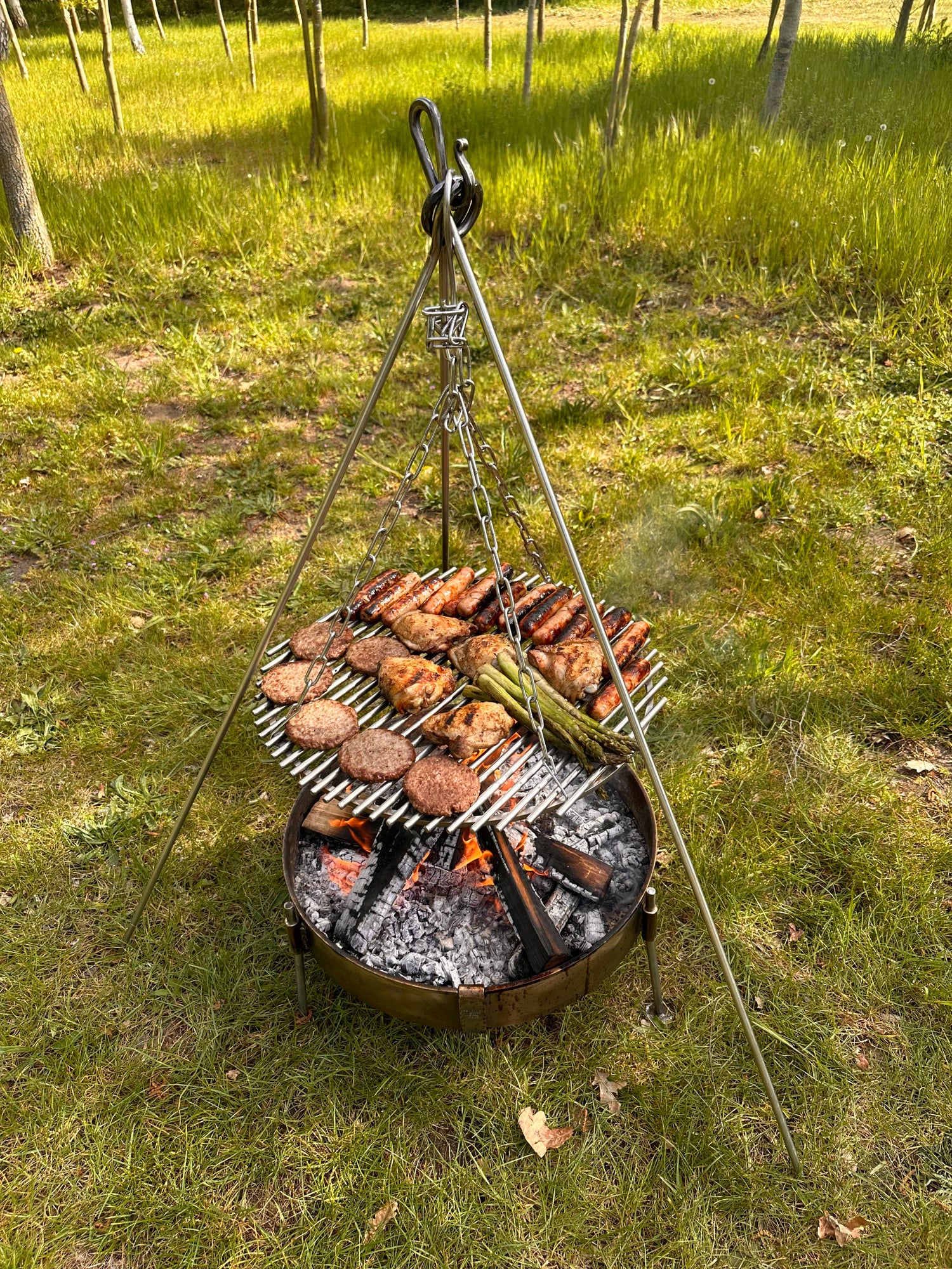 Premium Hand Forged Stainless Steel Campfire Tripod – A Timeless Piece