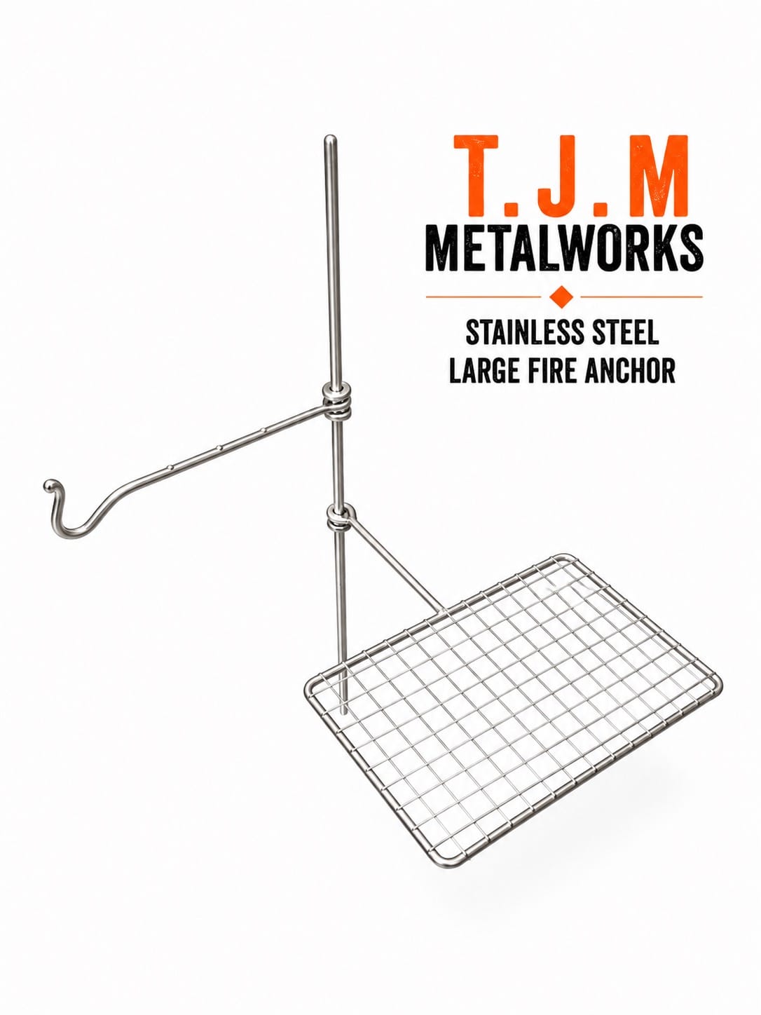 Premium Stainless Steel Fire Anchor with Swing Arm – Campfire Cooking Setup