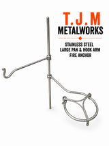 Premium Stainless Steel Hand Forged Fire Anchor Swing Arm – Heritage Campfire Cooking