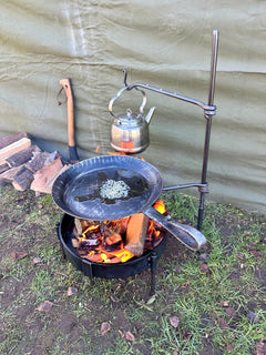 Large 2 Arm Pan Fire Anchor. Portable BBQ Setup. Hanging Pots, Kettles, Frying